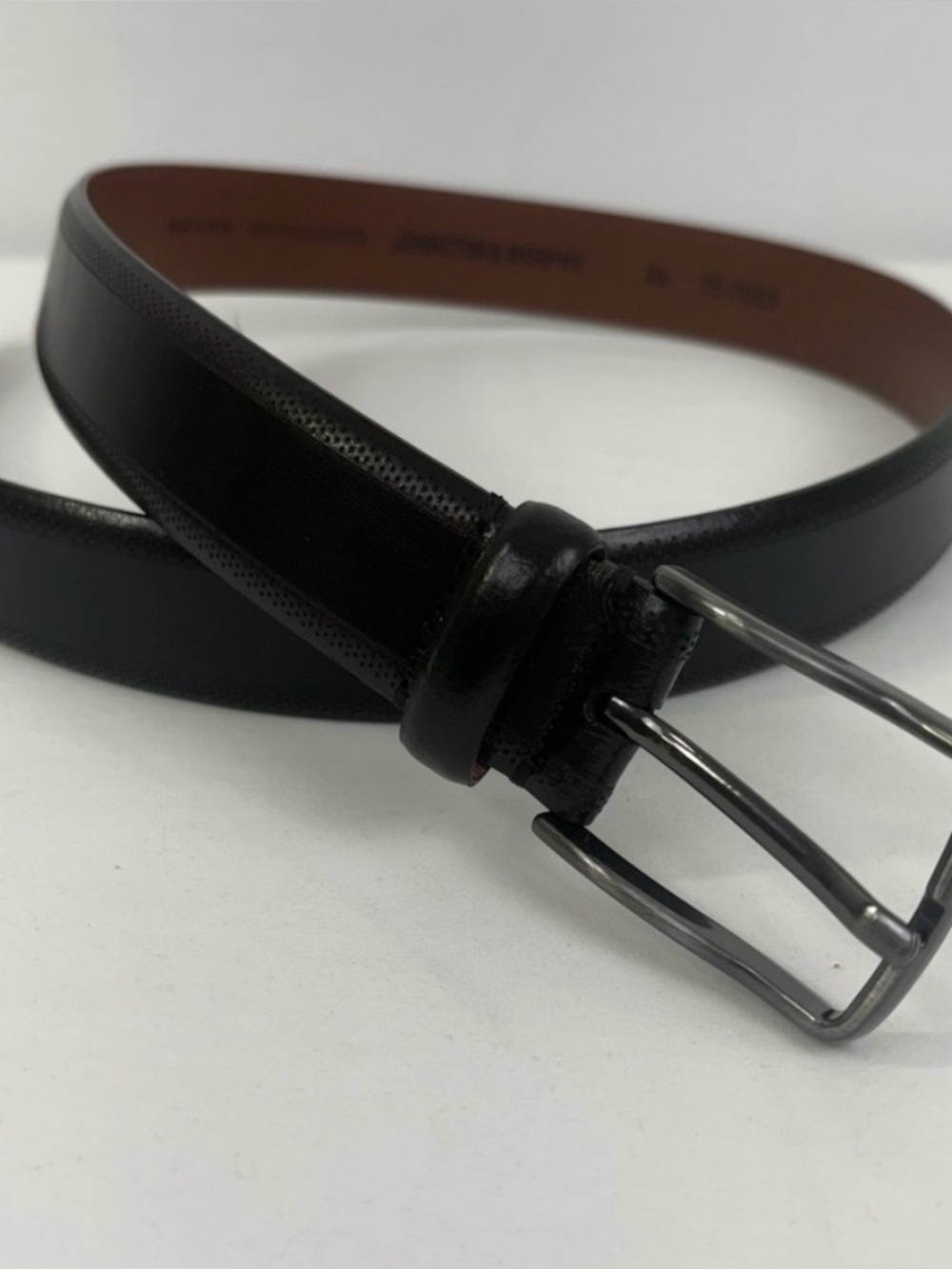 Johnston & Murphy Mens Black Leather Dress Belt 36 Made in Italy 75-7603 NEW